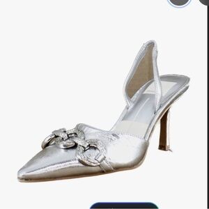 Dolce Vita Haylee Silver Slingback Heels Pointed Toe Size 7.5